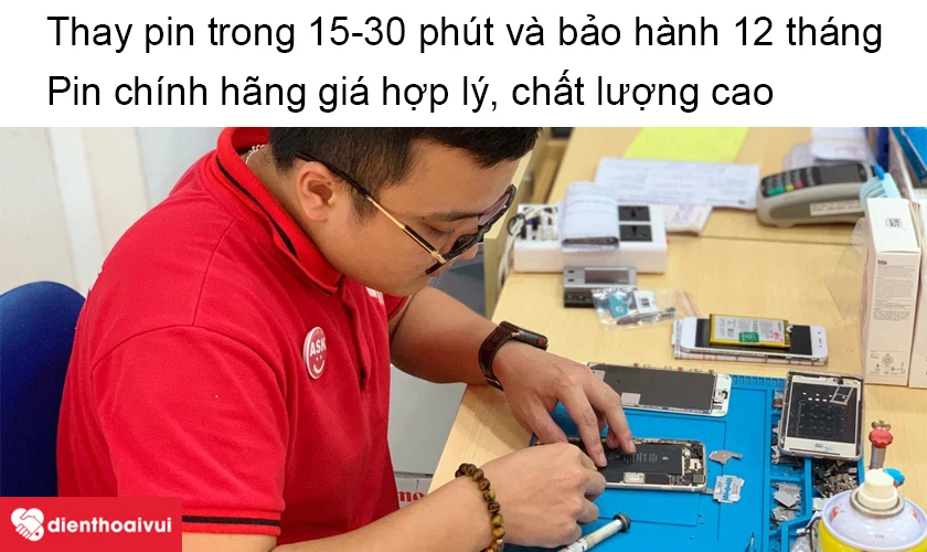 Dịch vụ thay pin ch&iacute;nh h&atilde;ng gi&aacute; tốt nhất tại Điện Thoại Vui