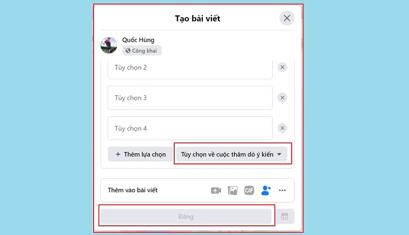 An v&agrave;o t&ugrave;y chọn 