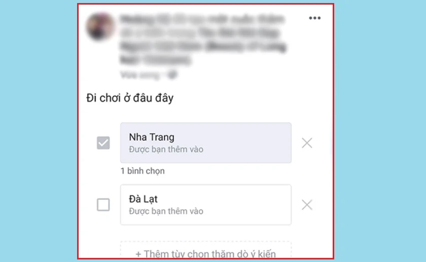 Đưa ra c&aacute;c option b&igrave;nh chọn ở group chat