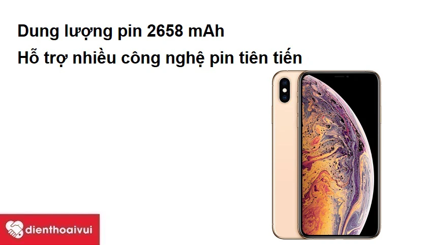 Dung lượng pin 2658 mAh, hỗ trợ nhiều c&ocirc;ng nghệ pin ti&ecirc;n tiến