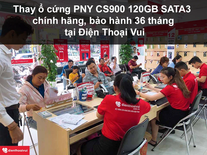 Thay ổ cứng PNY CS900 120GB SATA3 ch&iacute;nh h&atilde;ng, bảo h&agrave;nh 36 th&aacute;ng tại Điện Thoại Vui