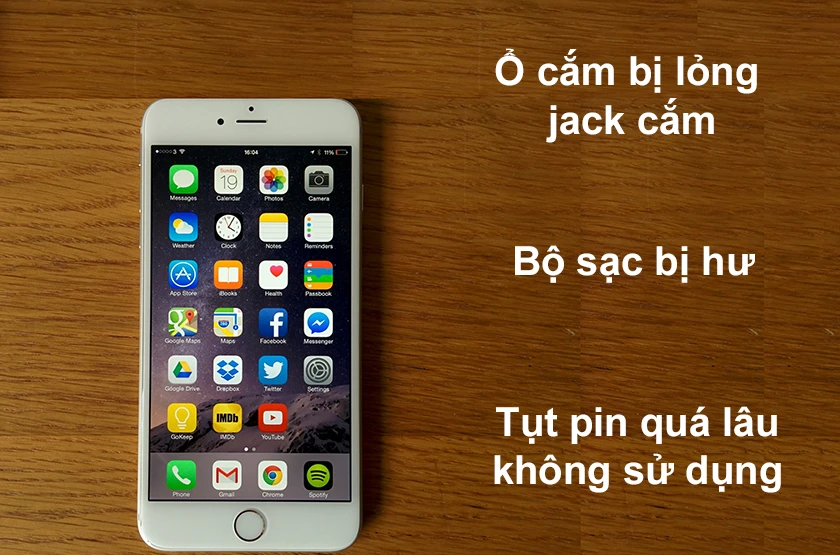 Nguyên nhân iPhone 6 sạc không lên pin