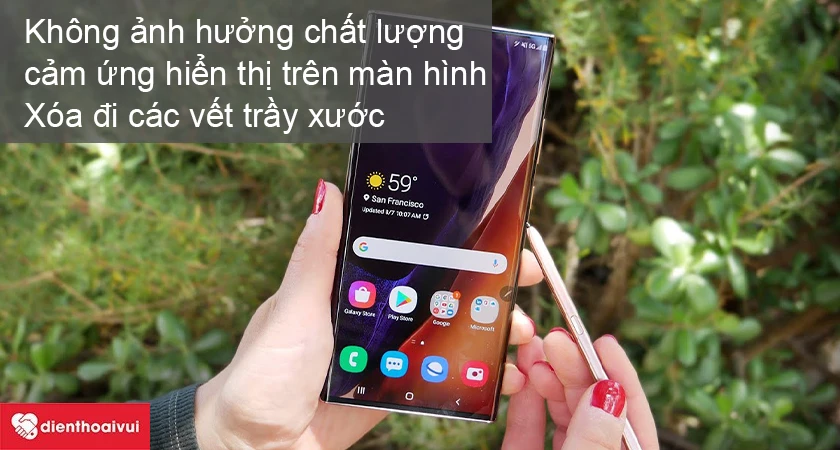 Kh&ocirc;ng ảnh hưởng thao t&aacute;c cảm ứng, hiển thị của m&aacute;y