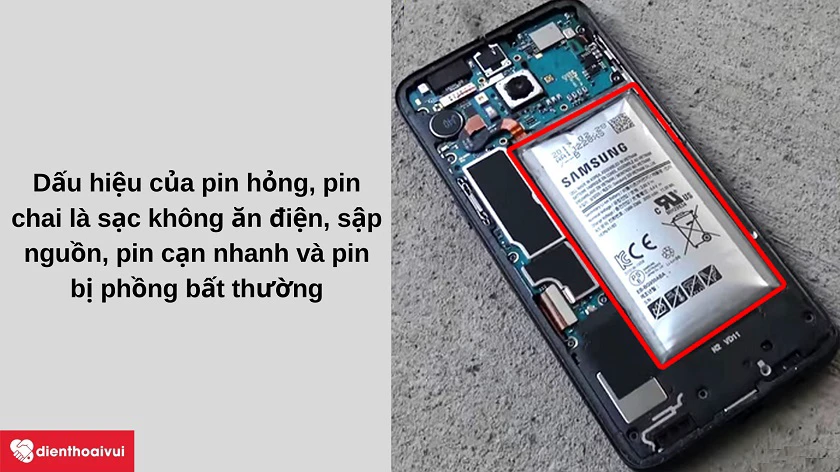 D&acirc;́u hi&ecirc;̣u cho th&acirc;́y bạn c&acirc;̀n phải thay pin cho đi&ecirc;̣n thoại Samsung