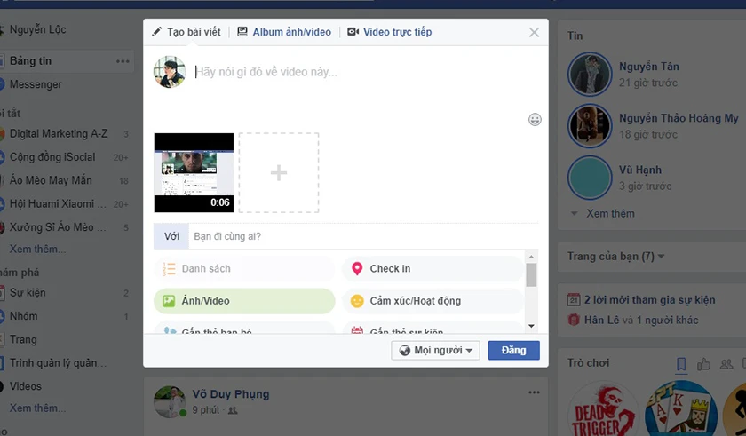 Đăng video l&ecirc;n Facebook bằng m&aacute;y t&iacute;nh 4k full HD