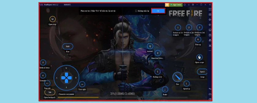 Ấn n&uacute;t Lưu v&agrave; bắt đầu chơi game freefire