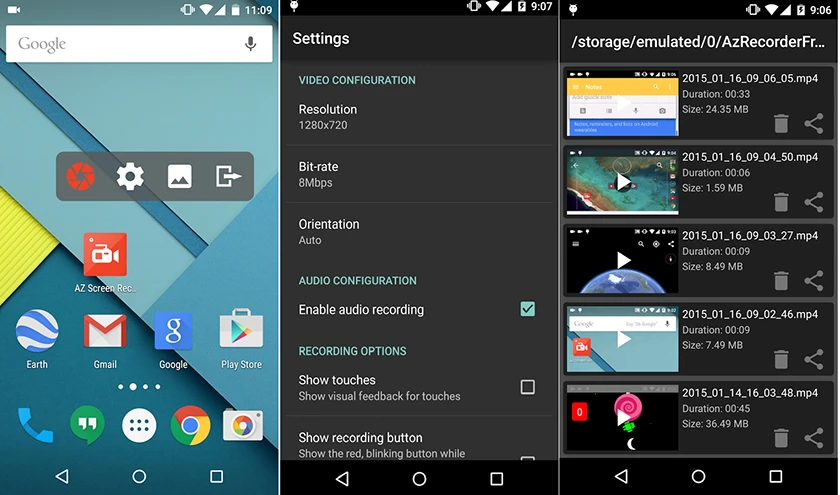 Ứng dụng AZ Screen Recorder quay m&agrave;n h&igrave;nh điện thoại