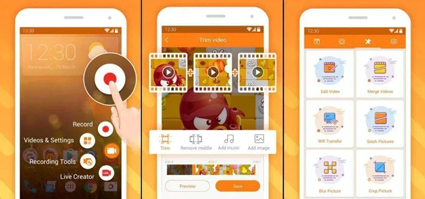 Ứng dụng DU Recorder for Android quay m&agrave;n h&igrave;nh Android