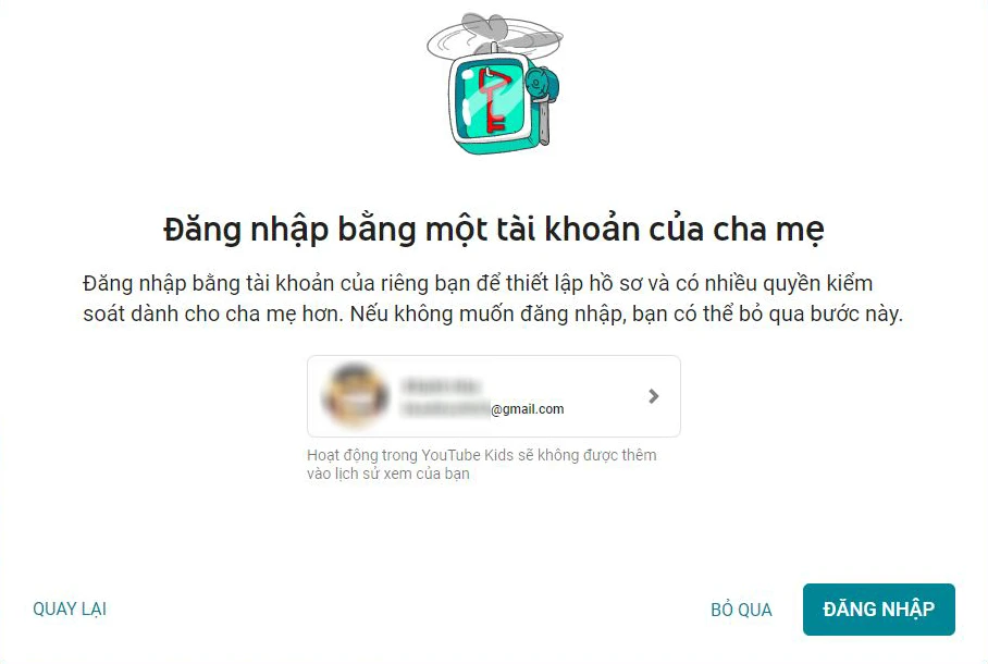 Đăng nhập t&agrave;i khoản Youtube cha mẹ