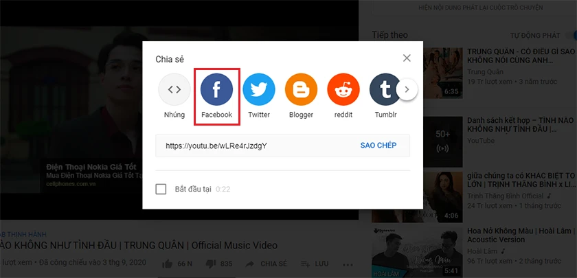 C&aacute;ch chia sẻ video Youtube l&ecirc;n Facebook qua đường dẫn tr&ecirc;n m&aacute;y t&iacute;nh