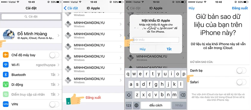 C&aacute;ch đăng xuất iCloud tr&ecirc;n iPhone