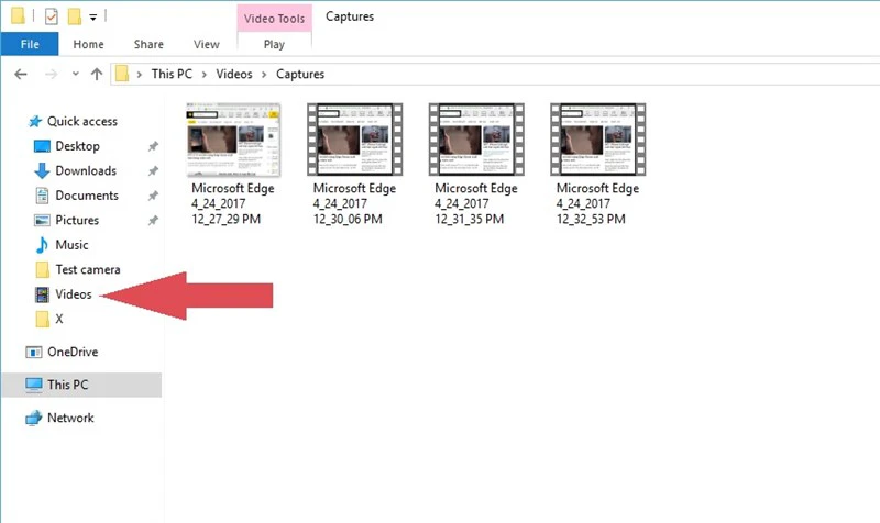 đoạn video n&agrave;y sẽ được lưu trữ tại Videos\Captures