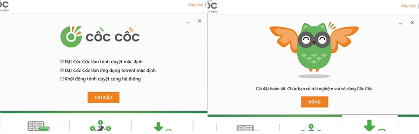 Thiết lập sau khi tải tr&igrave;nh duyệt Cốc Cốc tr&ecirc;n m&aacute;y t&iacute;nh