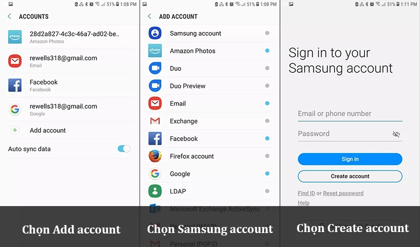 Chọn Create account.