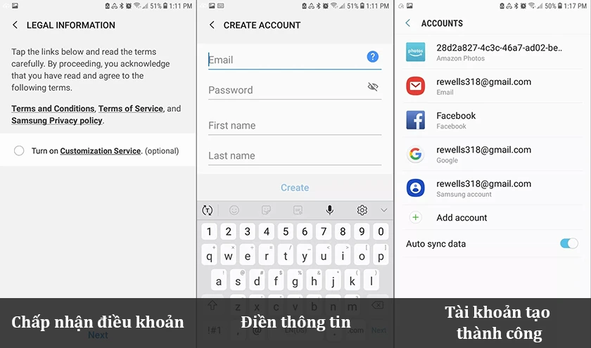 Điền thông tin cá nhân theo yêu cầu như email, mật khẩu, tên. Sau đó chọn Create.