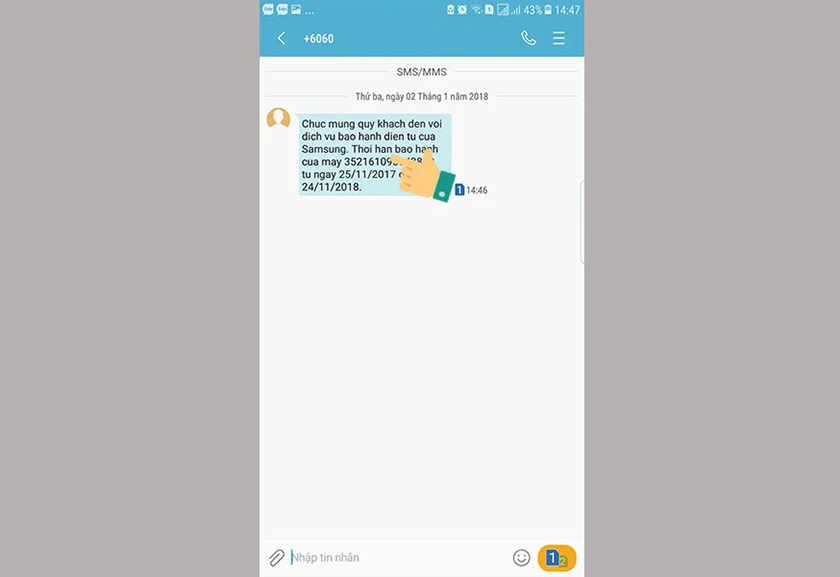 Soạn tin nhắn: tên IMEI gửi 6060