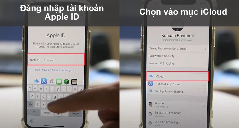 Đăng nhập t&agrave;i khoản v&agrave; mật khẩu Apple ID của bạn v&agrave;o