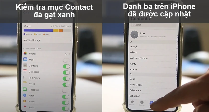 Bạn vào lại danh bạ tức “Contact”, đợi khoảng 30 giây đến 1 phút