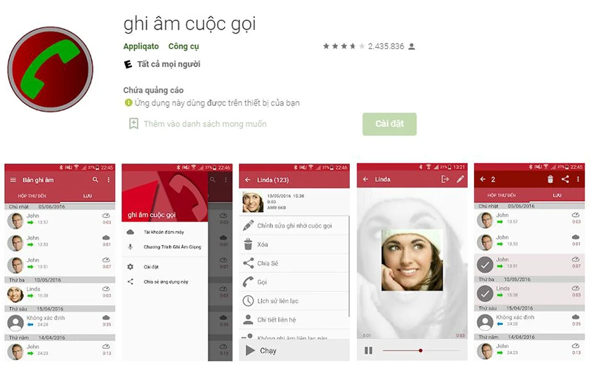 Ứng dụng Ghi &acirc;m cuộc gọi