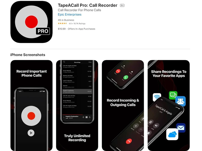 Ứng dụng ghi &acirc;m cuộc gọi TapeACall Pro