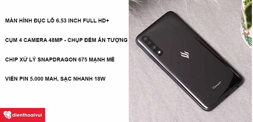 Vsmart Live 4 &ndash; Mặt lưng cong sang trọng, m&agrave;n h&igrave;nh 6.53 inch Full HD+