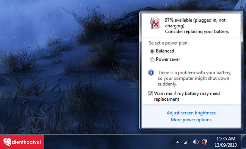 Dấu hiệu Windows báo thay pin
