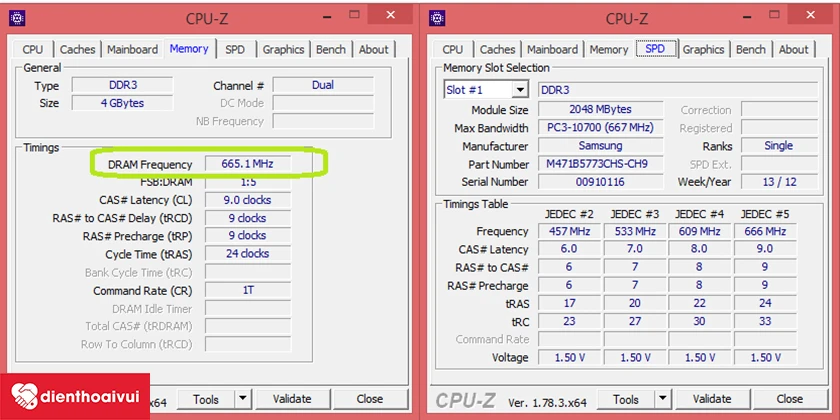 Tải v&agrave; mở l&ecirc;n phần mềm CPU-Z > Chuyển sang tab Memory