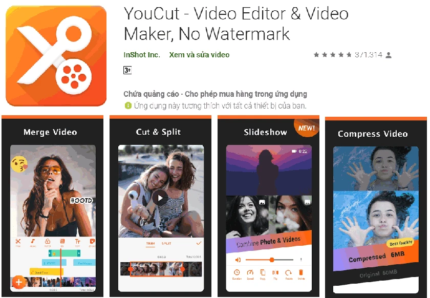 YouCut - App l&agrave;m video Tik tok Trung Quốc