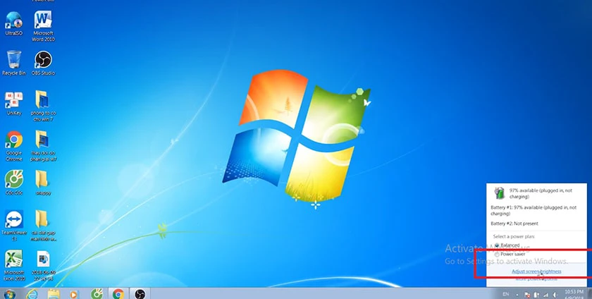 Cách tăng giảm độ sáng màn hình laptop, máy tính Win 7
