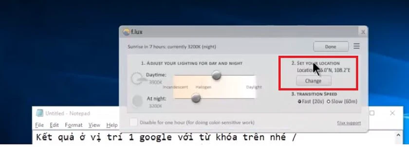 Chỉnh độ sáng màn hình laptop qua phần mềm F.lux
