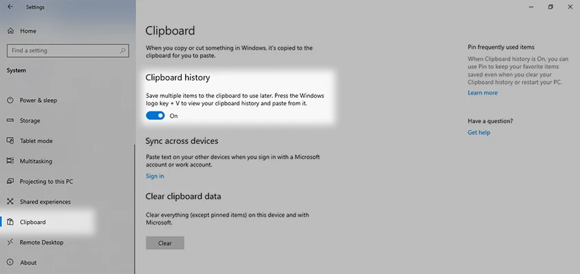 Xem lịch sử clipboard trong win 10