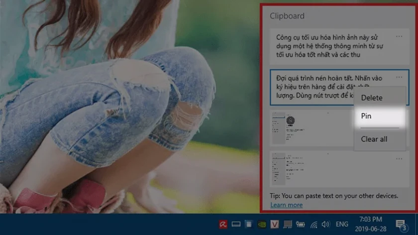Cách ghim nội dung Clipboard
