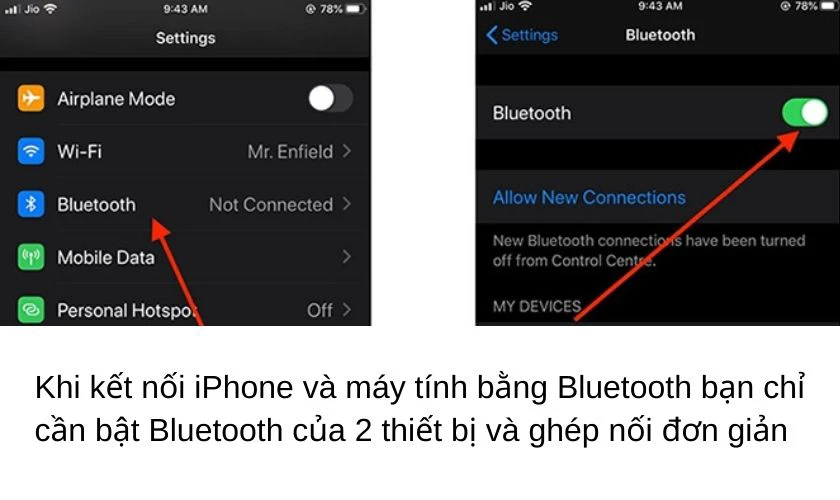 Kết nối iPhone với m&aacute;y t&iacute;nh Win 10 qua bluetooth