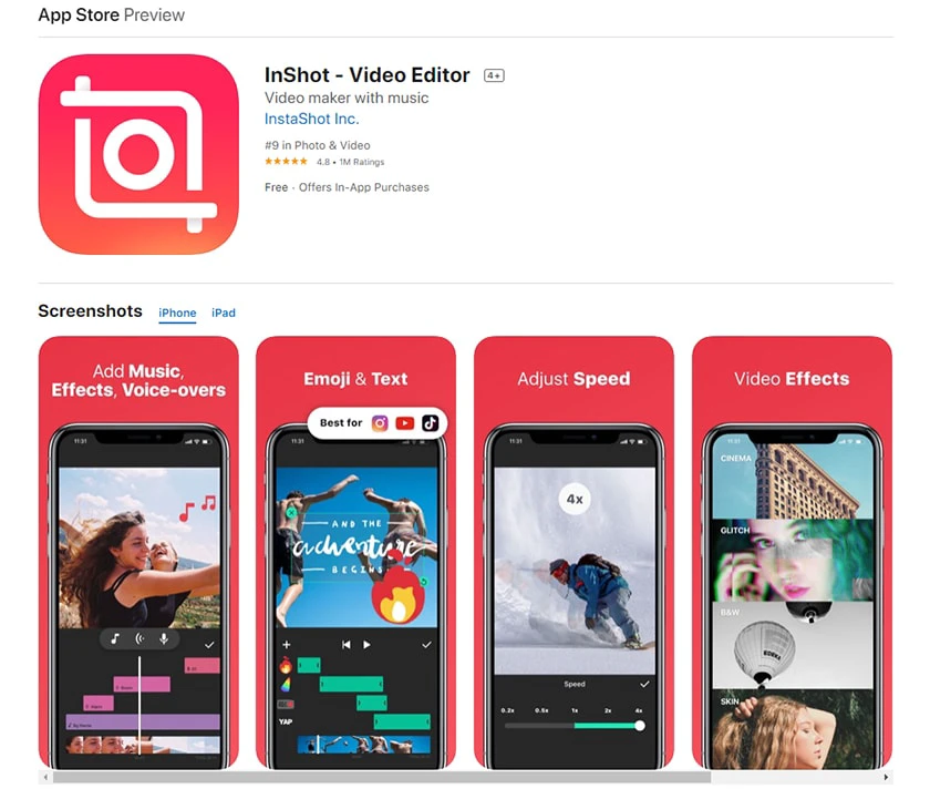 cài đặt ứng dụng inShot trên Appstore