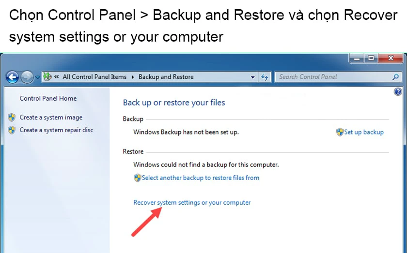 C&aacute;ch reset laptop win 7 bằng Control Panel