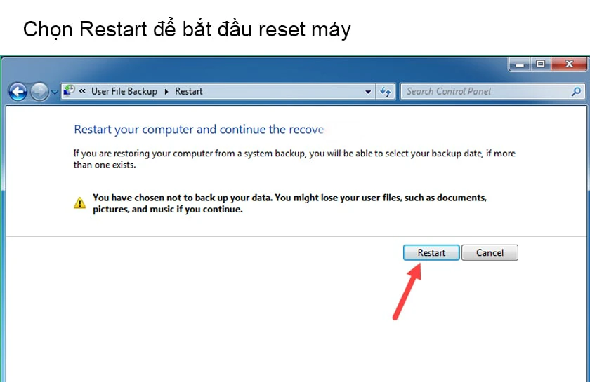 C&aacute;ch reset m&aacute;y t&iacute;nh win 7 bằng Control Panel