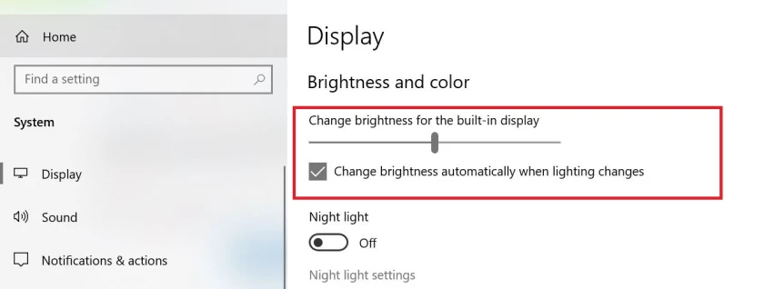 Change brightness automatically when lighting changes