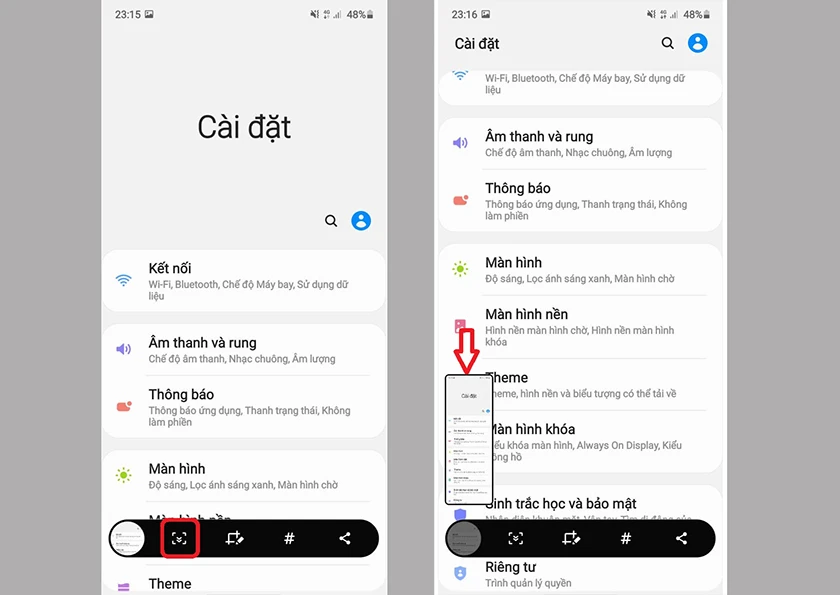 Cách chụp màn hình cuộn trên Samsung