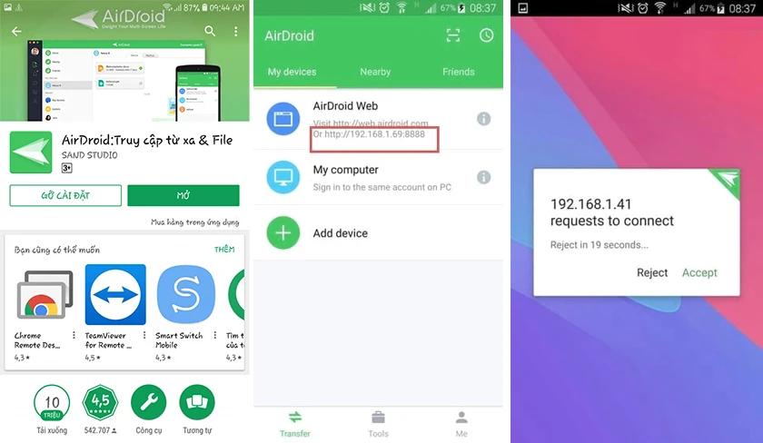 Kết nối m&aacute;y t&iacute;nh với điện thoại th&ocirc;ng qua phần mềm Airdroid