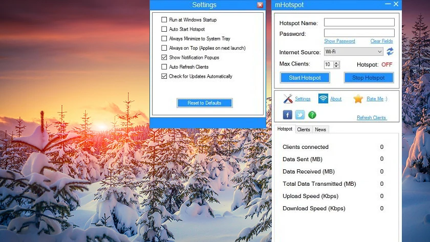 Phần mềm ph&aacute;t wifi cho m&aacute;y t&iacute;nh mHotspot