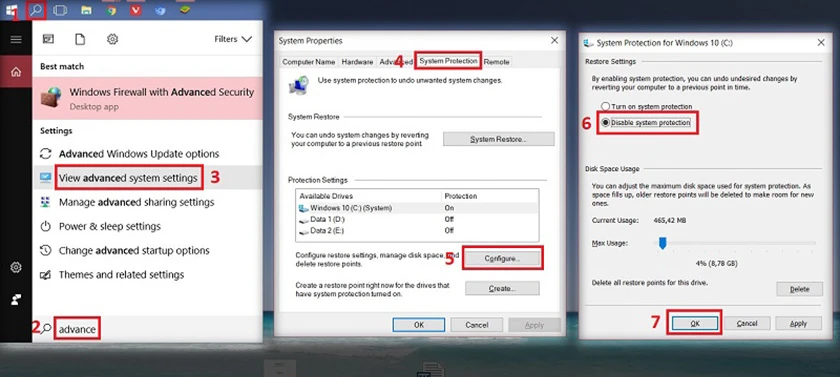 Tắt System Restore
