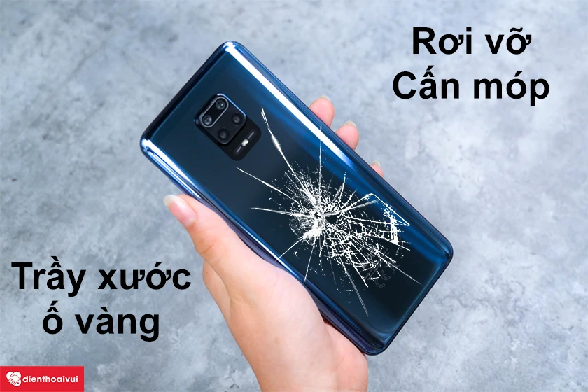 Ngoại h&igrave;nh Xiaomi Redmi Note 9S bị biến dạng do vỡ k&iacute;nh lưng v&agrave; c&aacute;ch khắc phục