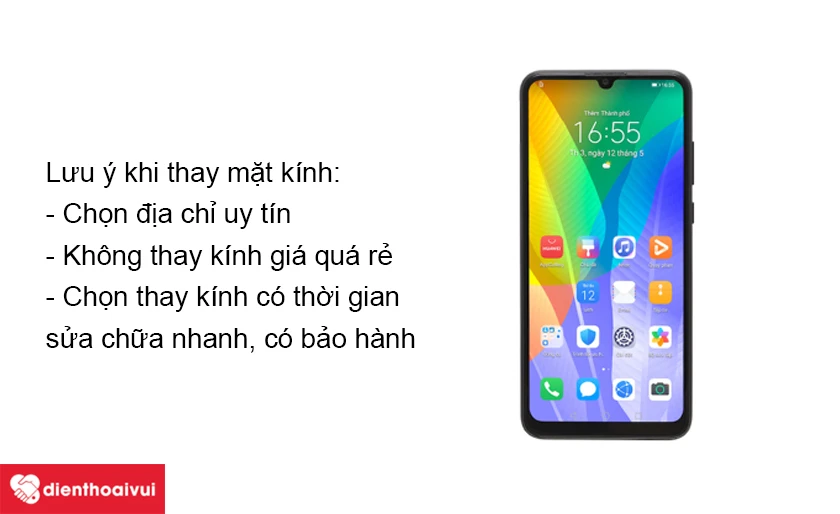 Những lưu &yacute; khi thay k&iacute;nh Huawei Y6P