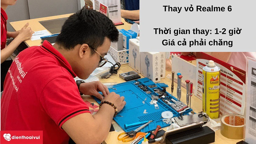 Dịch vụ thay vỏ Realme 6 nhanh chóng, giá phải chăng tại h&ecirc;̣ th&ocirc;́ng Đi&ecirc;̣n Thoại Vui