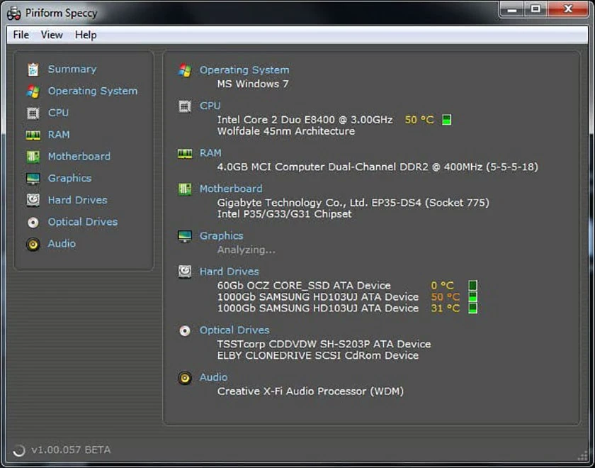 Phần mềm đo nhiệt độ CPU - Speccy