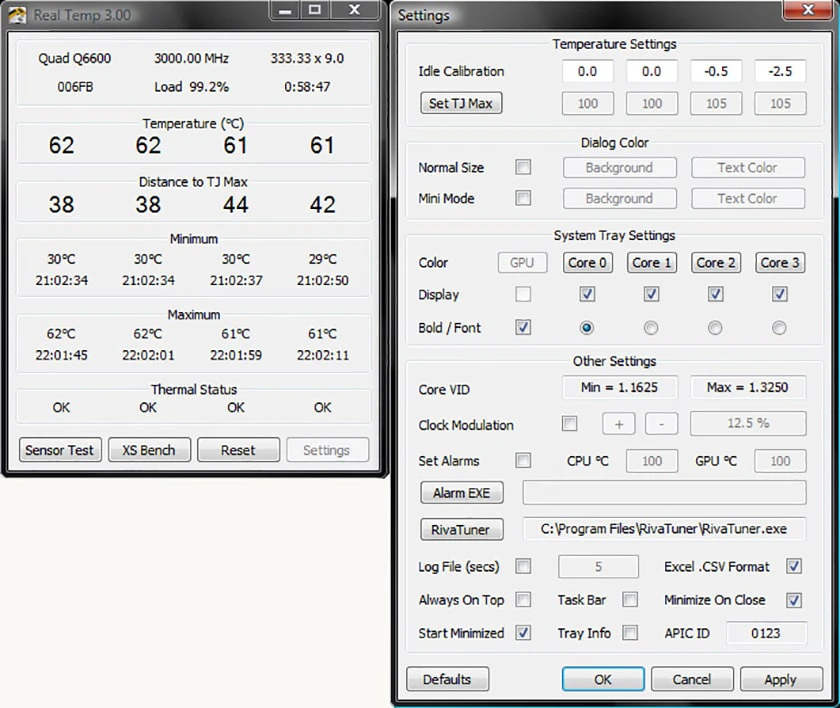 Real Temp - App đo nhiệt độ CPU