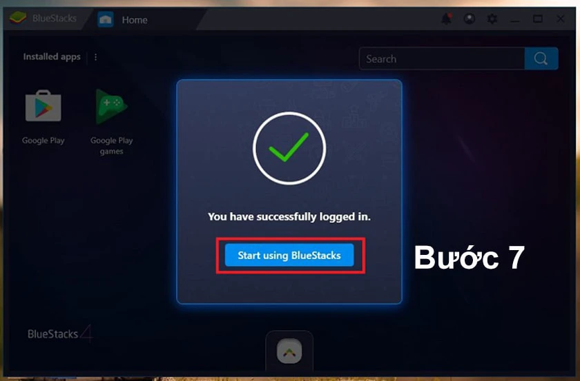 Nhấn chọn Start using BlueStacks