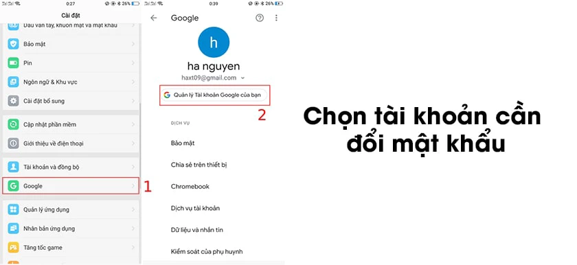 Đổi mật khẩu gmail trên điện thoại Android