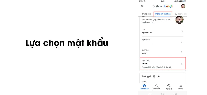 Đổi mật khẩu gmail trên điện thoại Android