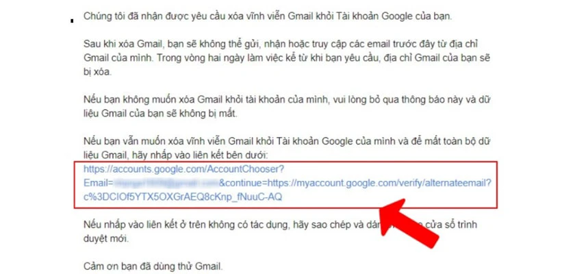 Tiến h&agrave;nh x&oacute;a t&agrave;i khoản Gmail
